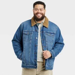 Goodfellow & Co. Men's Size Large Faux Shearling Lined Denim Trucker Jacket NWT